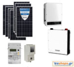 5kw με μπαταρία 5,12kwh net billing υβριδικό inverter Goodwe GW5000-ES-20 HYBRID(DC-SWITCH/WIFI/1P-METER) με Φ/Β πάνελ 610 watt half cells TOPCON 30 χρόνια εγγυημένη απόδοση Μονοφασικό-Βασικό πακέτο